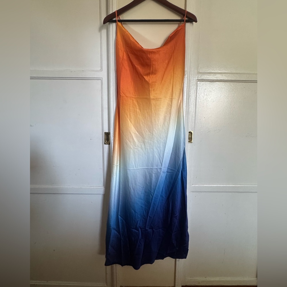 Gradient multi color Orange and Blue Maxi Dress S